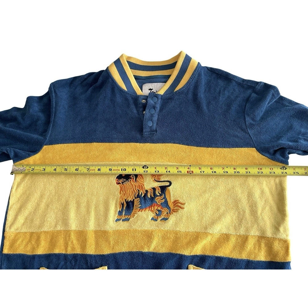 TOMBOLO Big Cat On Campus Cabana Long Sleeve Terry Cloth Varsity Shirt sz L - Picture 7 of 11